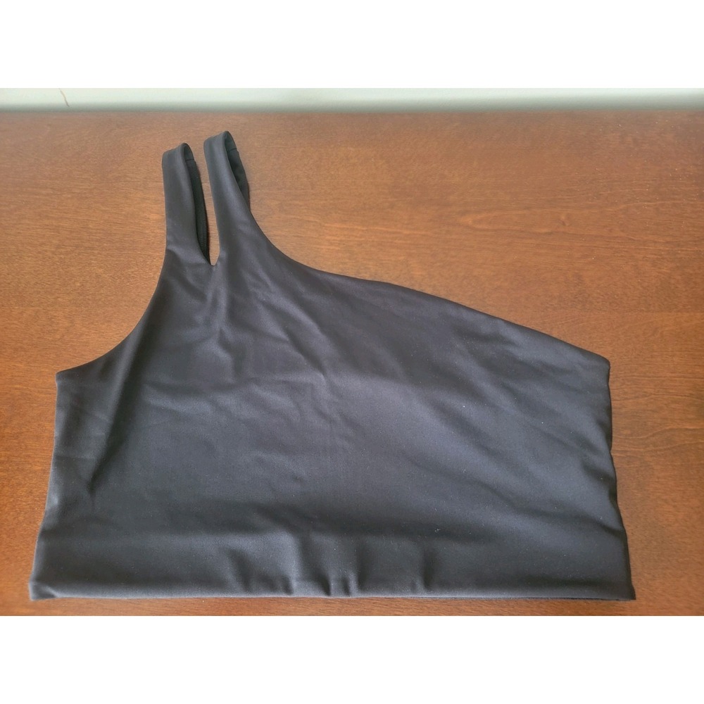 NWT Fabletics XL Asymmetrical One Strap Midi Sports Bra Black Athleisure Yoga